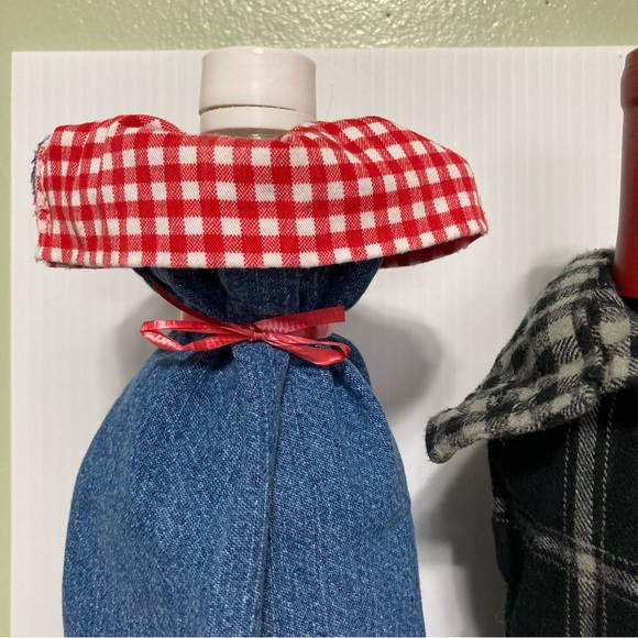 Denim and Flannel Wine Tote Bags Set of 3 - Picture 2 of 14